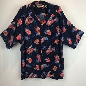 Lunny Island Rayon Novelty print, Hawaiian Shortsleeved button up shirt Size XL